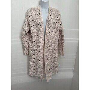 Moon & Madison Cardigan Sweater Size Small Chenille Ivory Open Front Duster